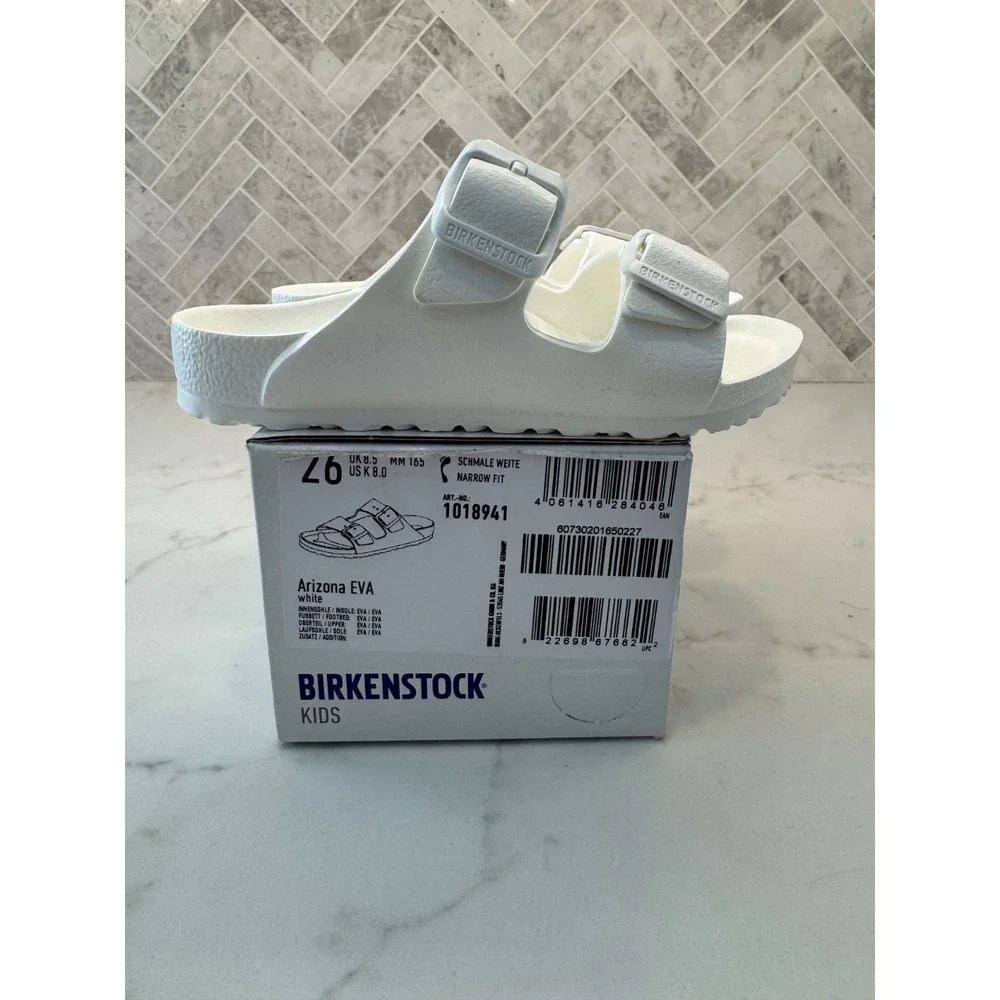 Birkenstock Arizona EVA Sandals Kids Youth‎ Size 8 26 White Double Strap Slides